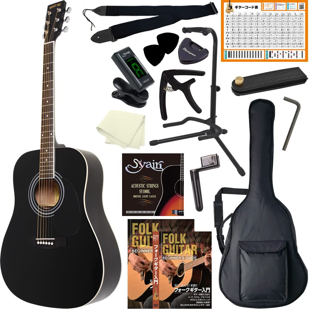 Amazon.co.jp: HONEY BEE W-15/BK Acoustic Guitar, Western Guitar