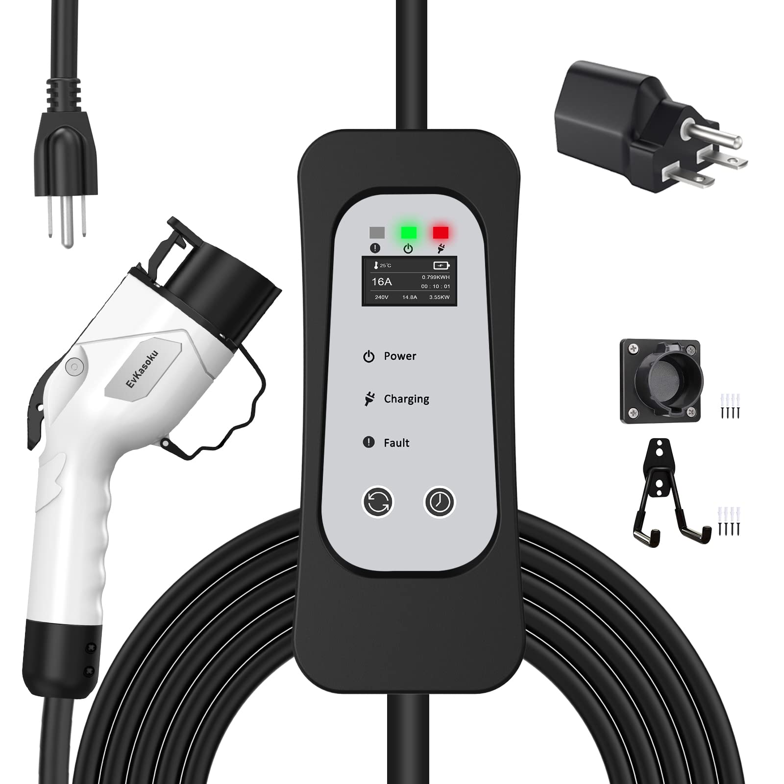 Amazon.co.jp: EvKasoku EV充電器 ケーブル、電気自動車 充電ケーブル