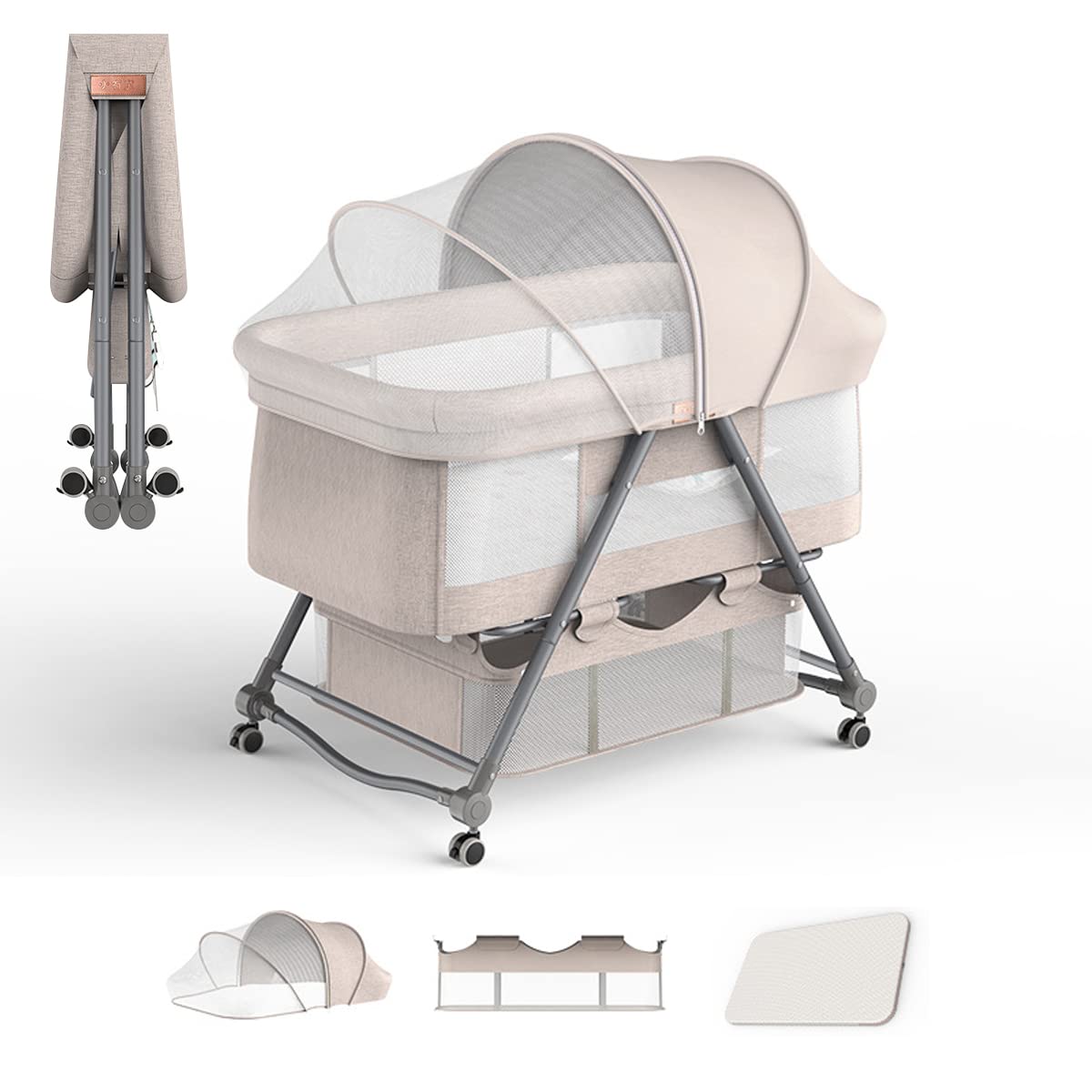 Amazon.co.jp: ZOOBLY ベビーベッド 添い寝ベッド 折りたたみ ミニ