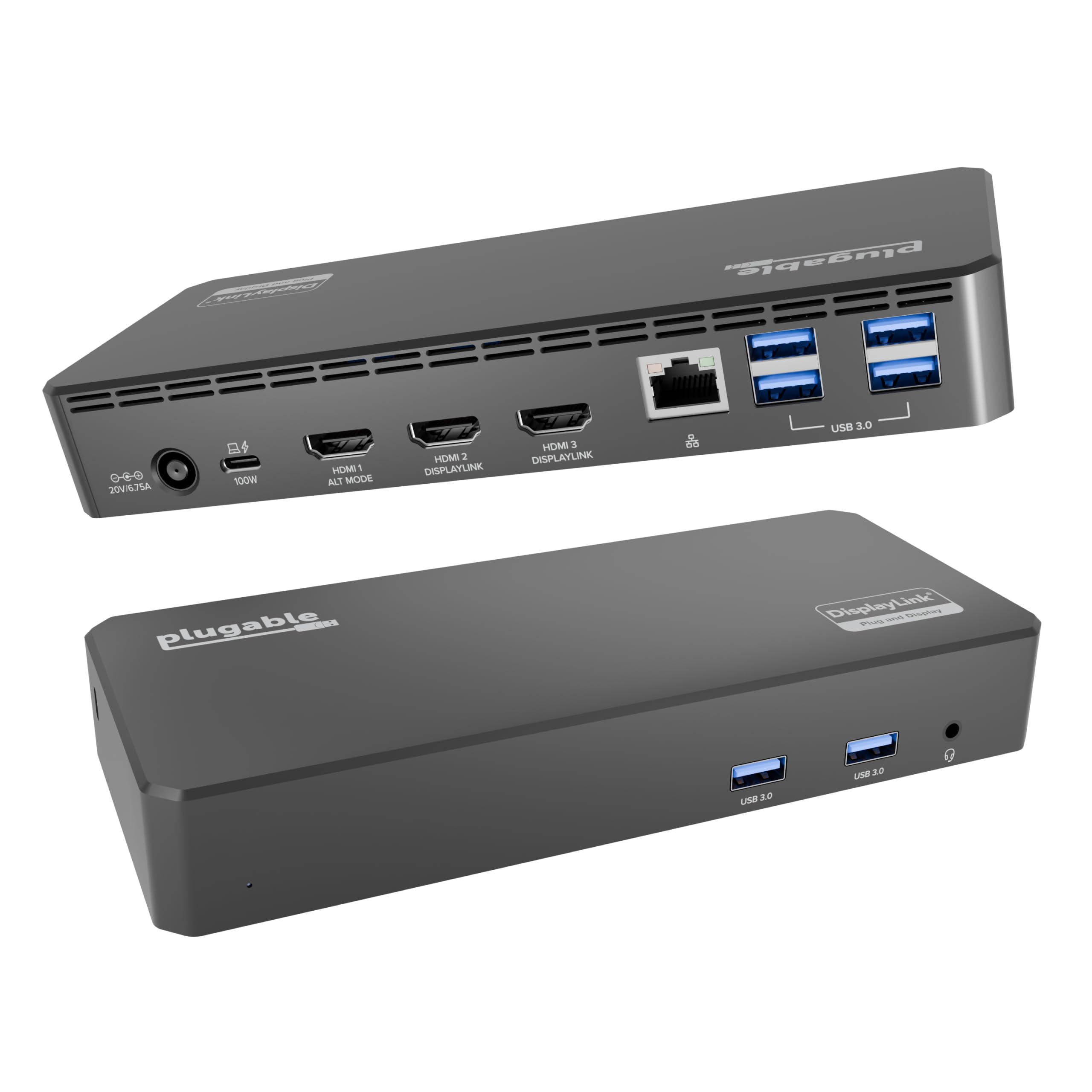 Plugable USB C Triple Display Docking Station with Laptop Charging