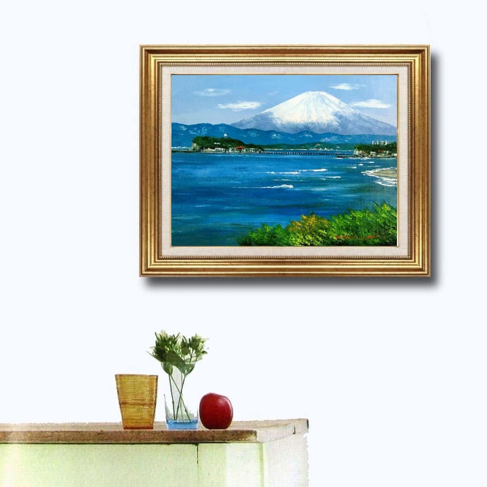 Amazon.co.jp: 小林幸三 湘南の富士 F10号 ゴールド 受注制作 油彩画