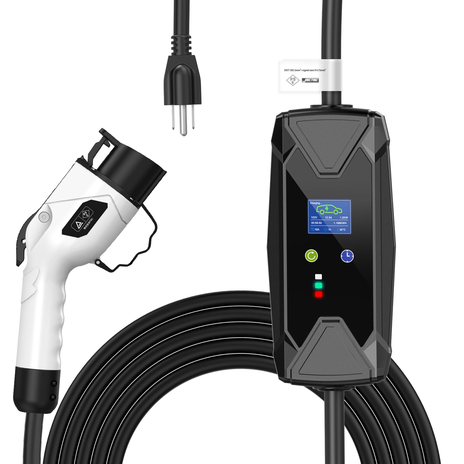 Amazon.co.jp: EvKasoku EV充電器 電気自動車 充電ケーブル、100-125V