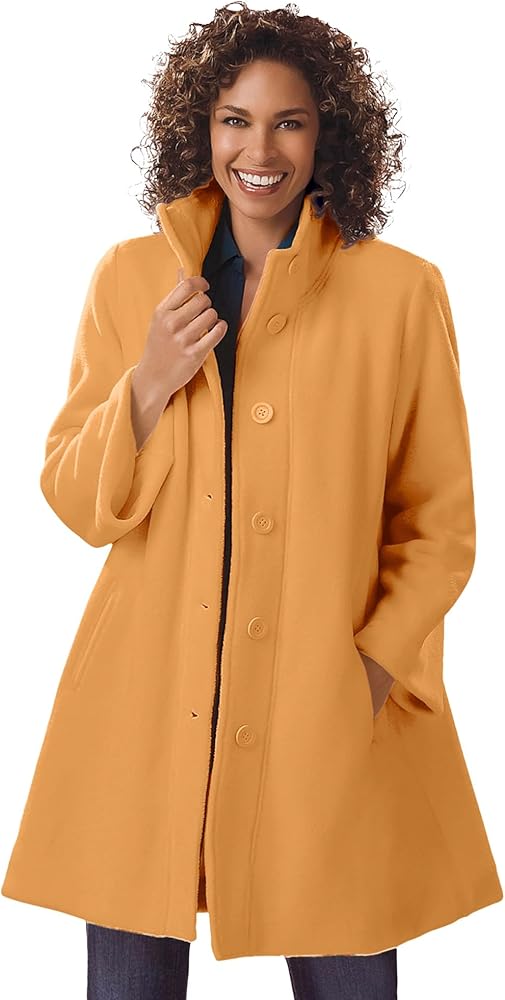 Amazon.com: Woman Within Plus Size Fleece Swing Funnel-Neck Coat