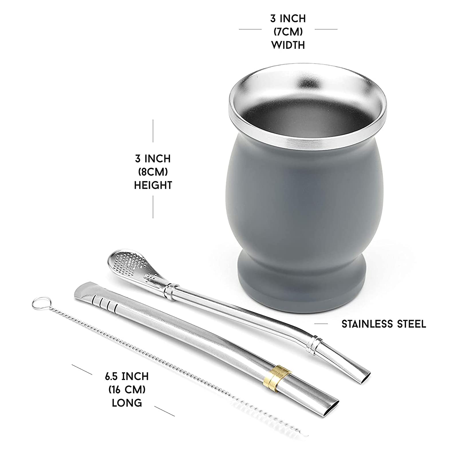 Amazon｜マテ茶カップ ステンレス製 アルゼンチン230ml マテゴード