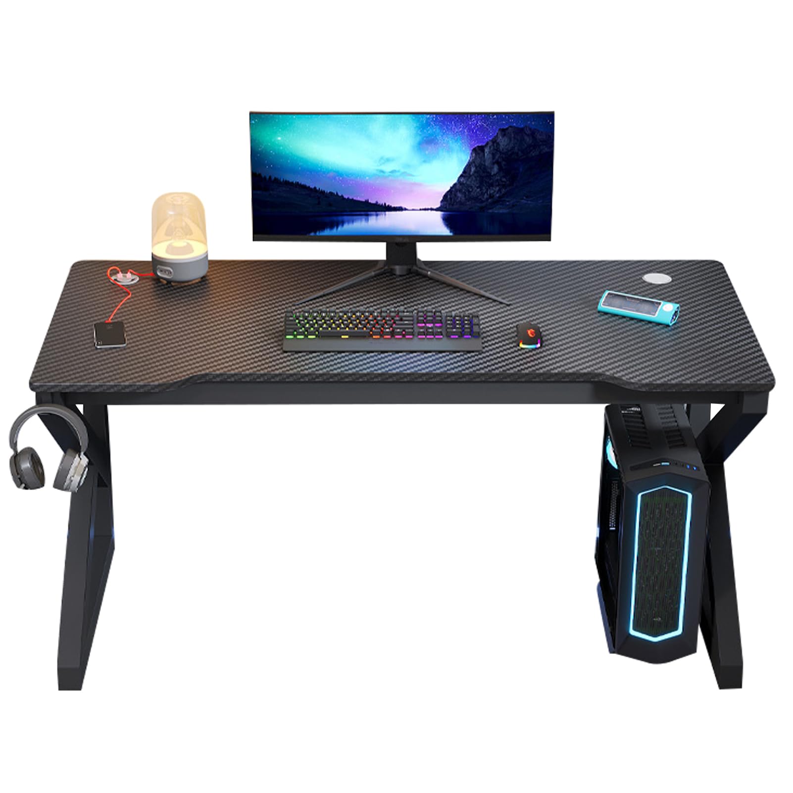 Amazon.co.jp: TRAGLO ゲーミングデスク 炭素繊維天板 パソコンデスク