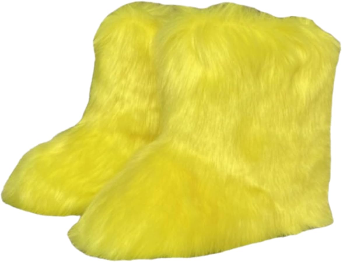 Amazon | ファーブーツ フェイクファー ミディ丈ブーツ モンスター