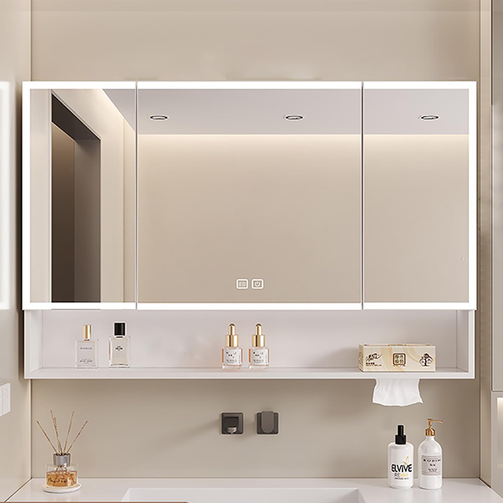 Amazon.co.jp: JSLJDM 多機能壁掛けミラーキャビネット,浴室お風呂 鏡