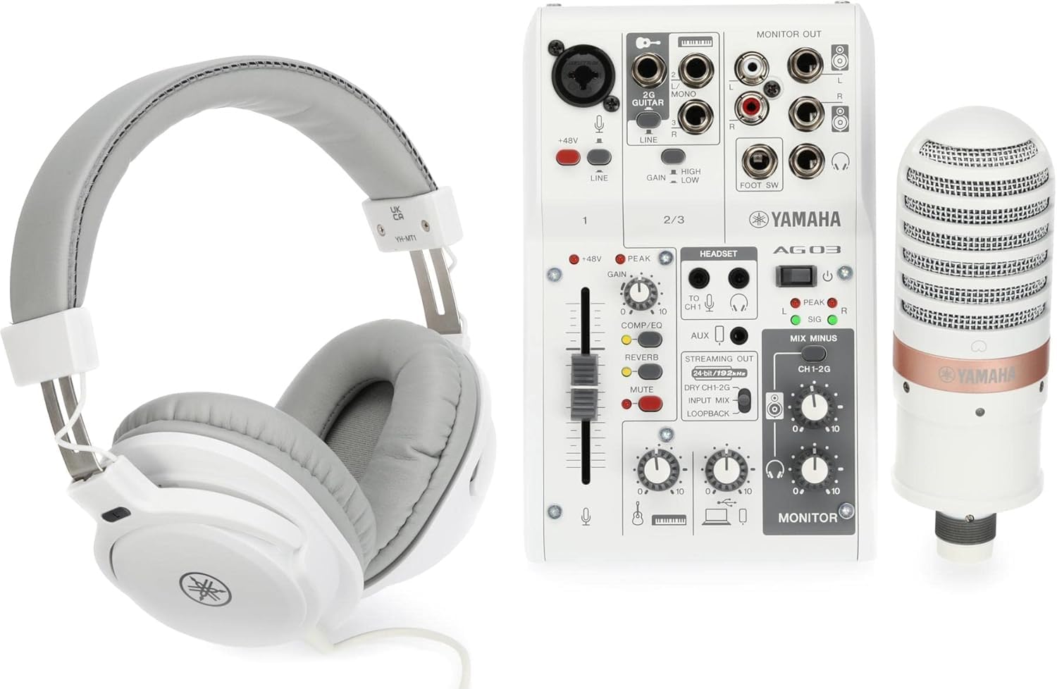 Amazon.com: Yamaha AG03MK2 White Live Streaming Kit with mixer/USB