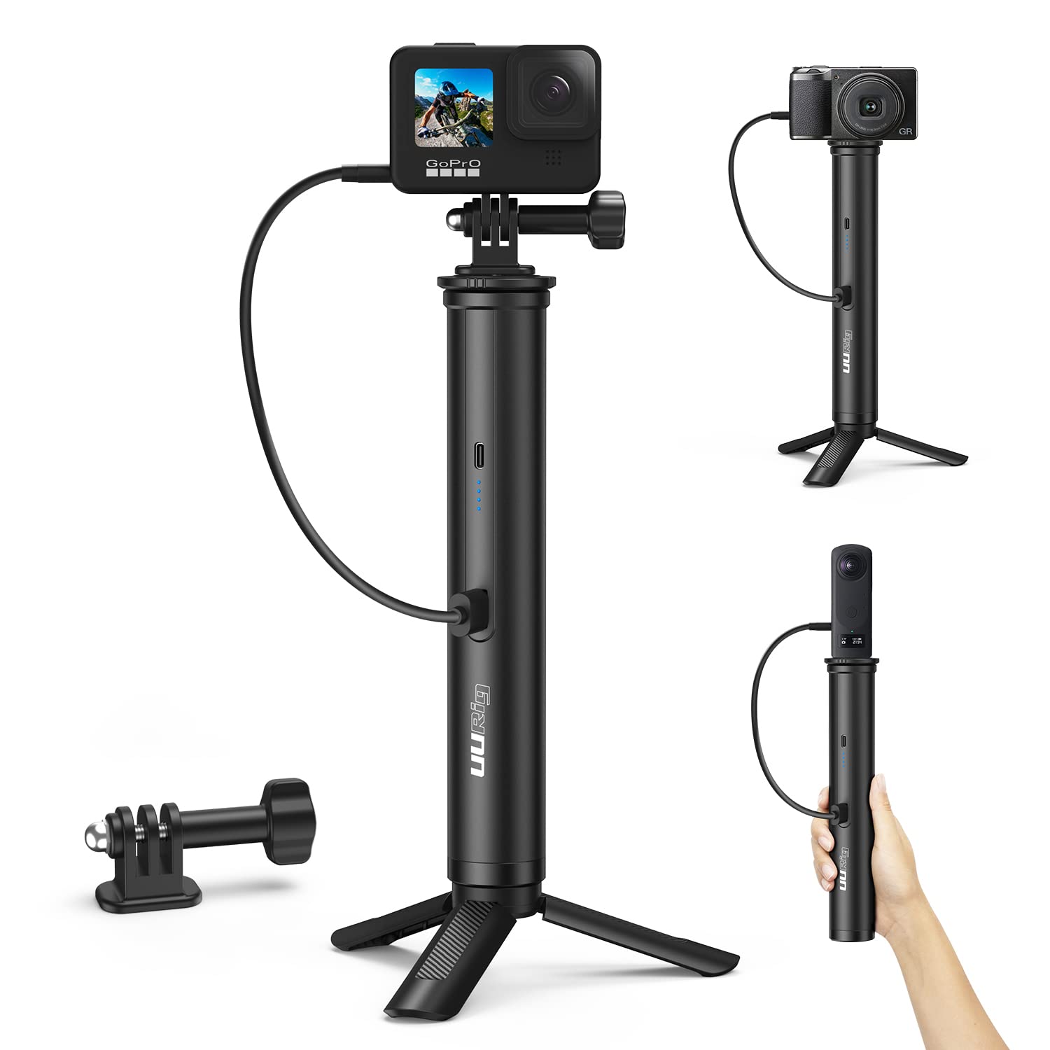 Amazon | UURIG GoPro用 自撮り棒 バッテリー内蔵 5000mAh 5段延長