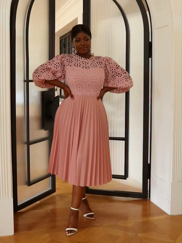 Amazon.com: AOMEI Women's Elegant Lace Patchwork A-line Midi