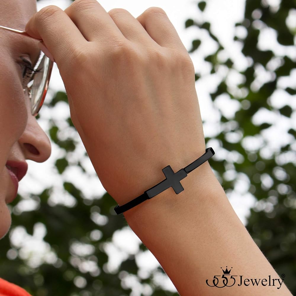 Amazon.com: 555Jewelry Stainless Steel Cross Bracelets for Women