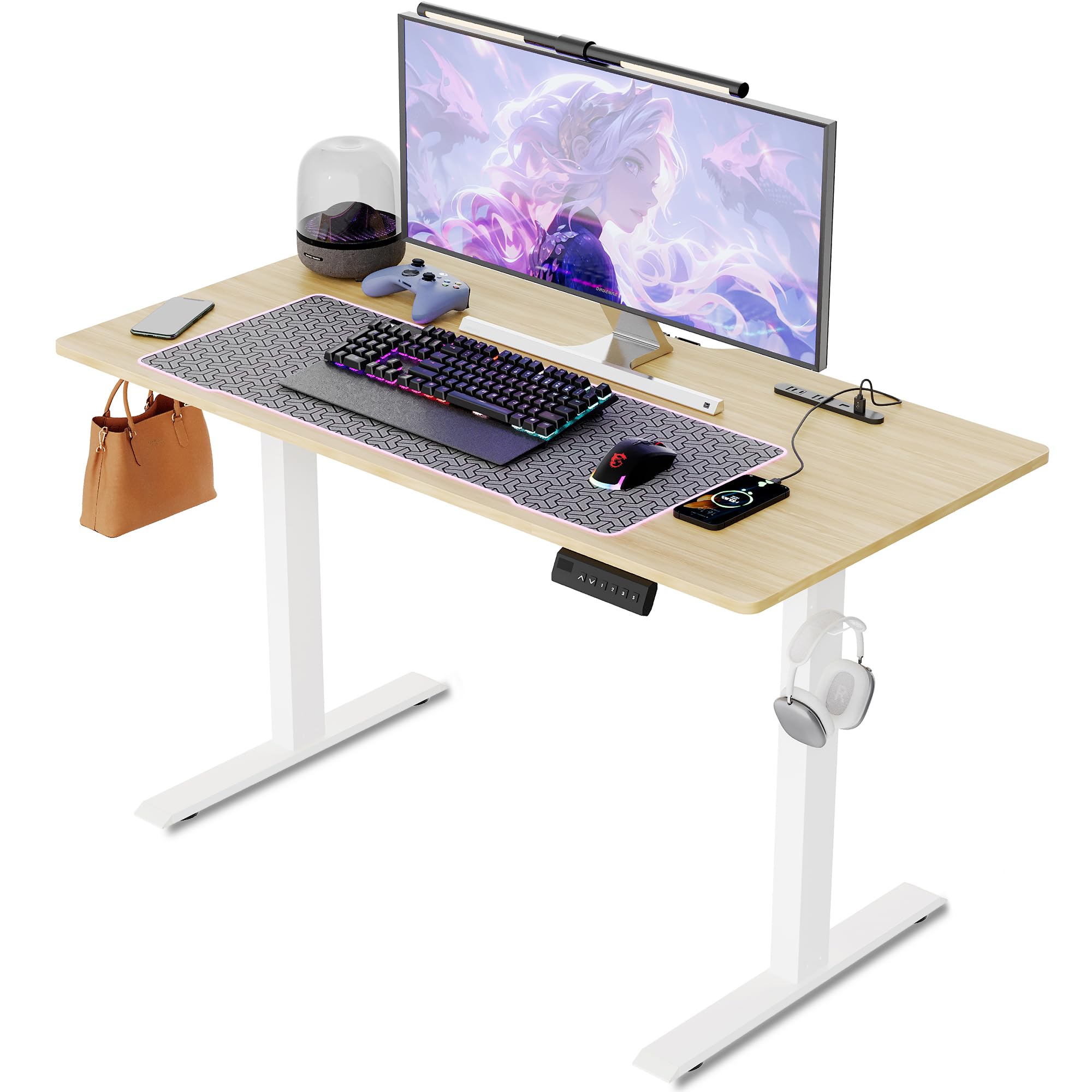 Amazon | UPHYB ゲーミングデスク 電動 昇降式デスク USB×コンセント