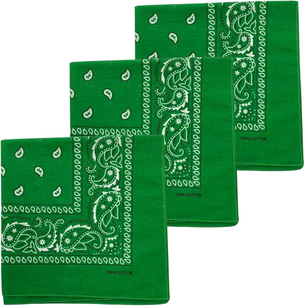 Amazon | [MDSTYLE] ペイズリーバンダナ (3枚緑) | バンダナ 通販