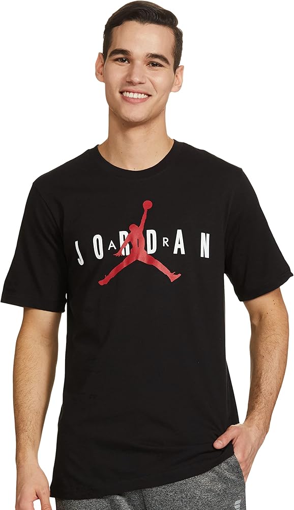 Amazon | Jordan Air Black/White/Red Wordmark T-Shirt - M | Tシャツ