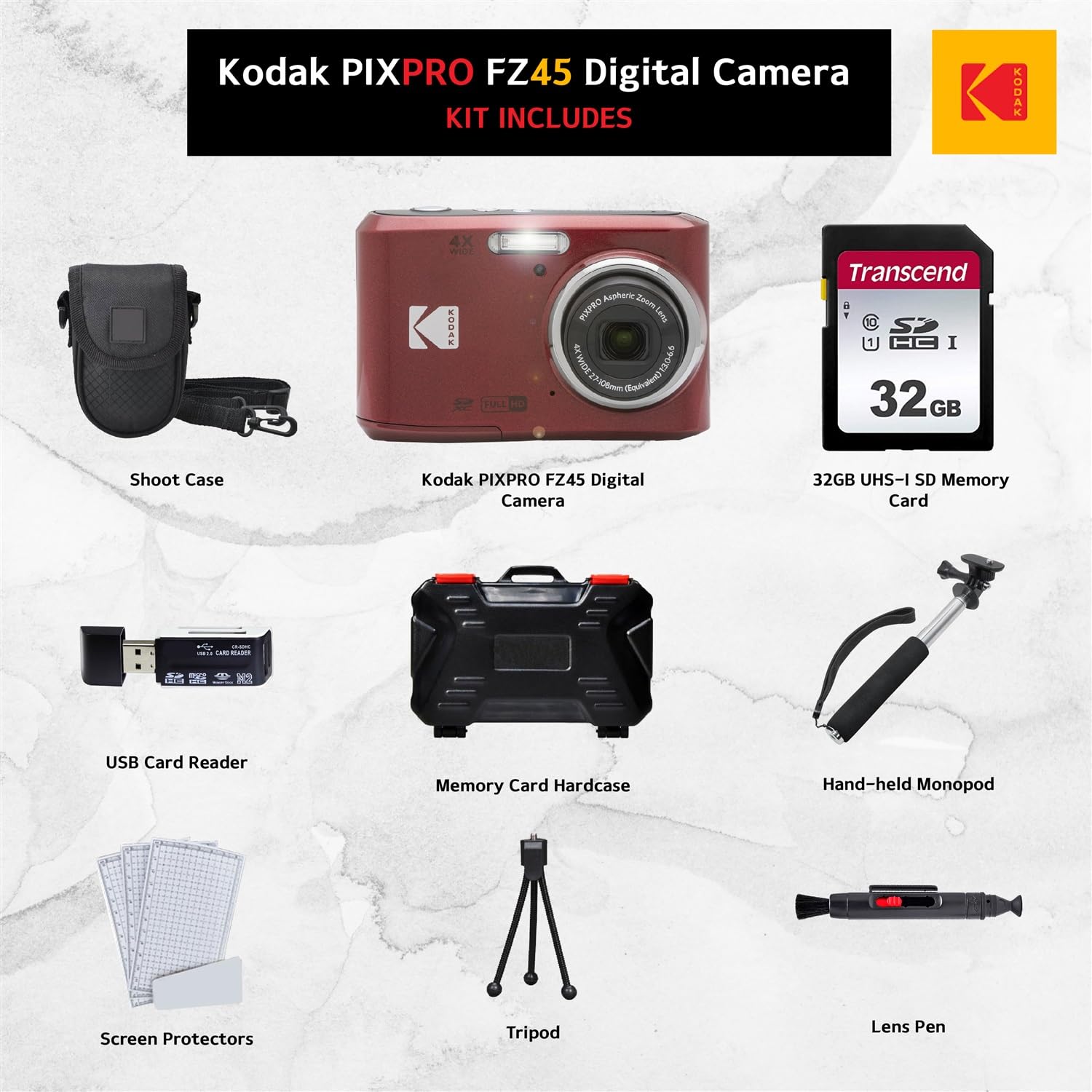 Amazon | Kodak PIXPRO FZ45 デジタルカメラ+ 32GBメモリーカード +