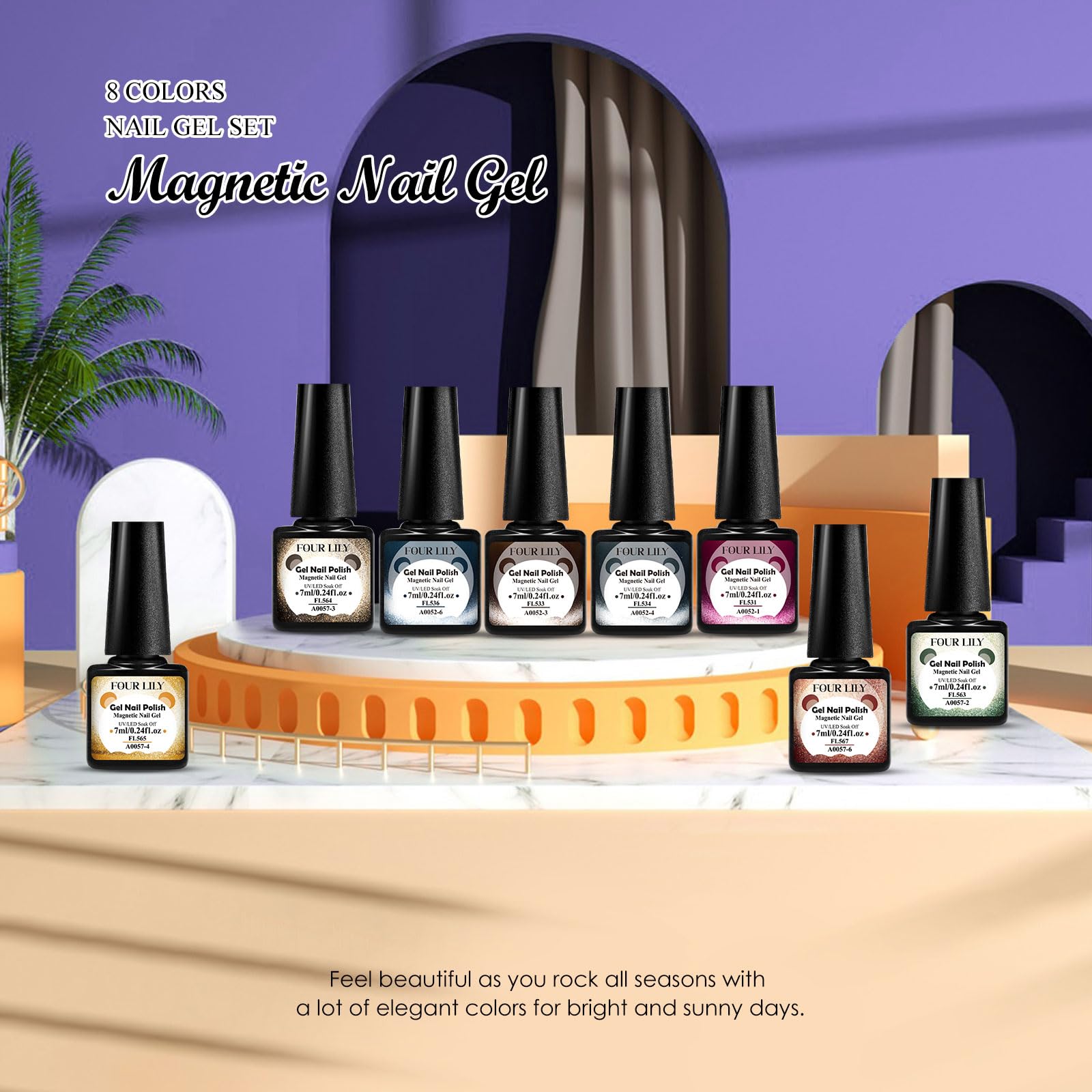 Amazon.com: Four Lily Magnetic Cat Eye Gel Nail Polish Set, 8