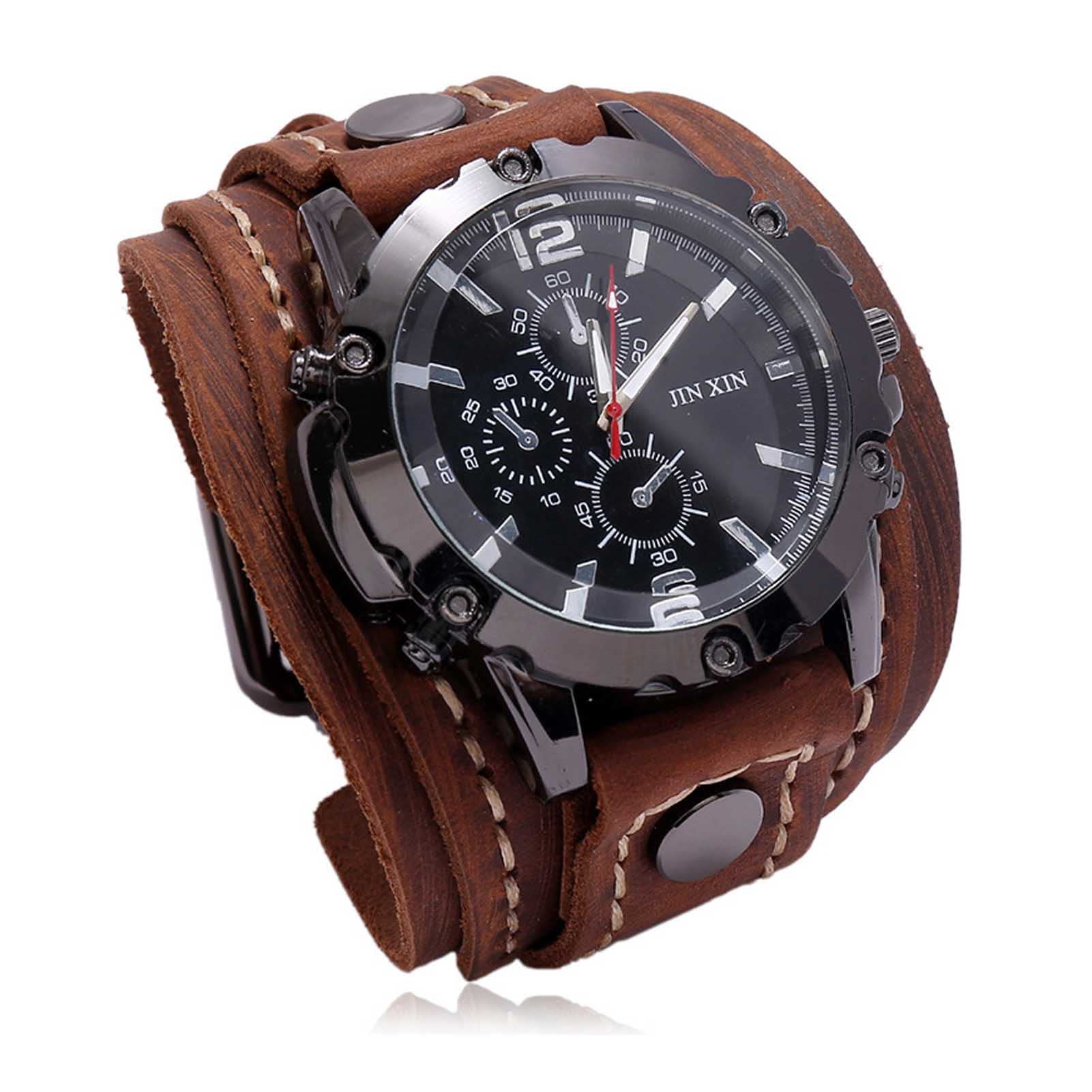 Amazon.co.jp: Sbdsyue(ユェ) レトロメンズ腕時計 バングルクォーツ PU