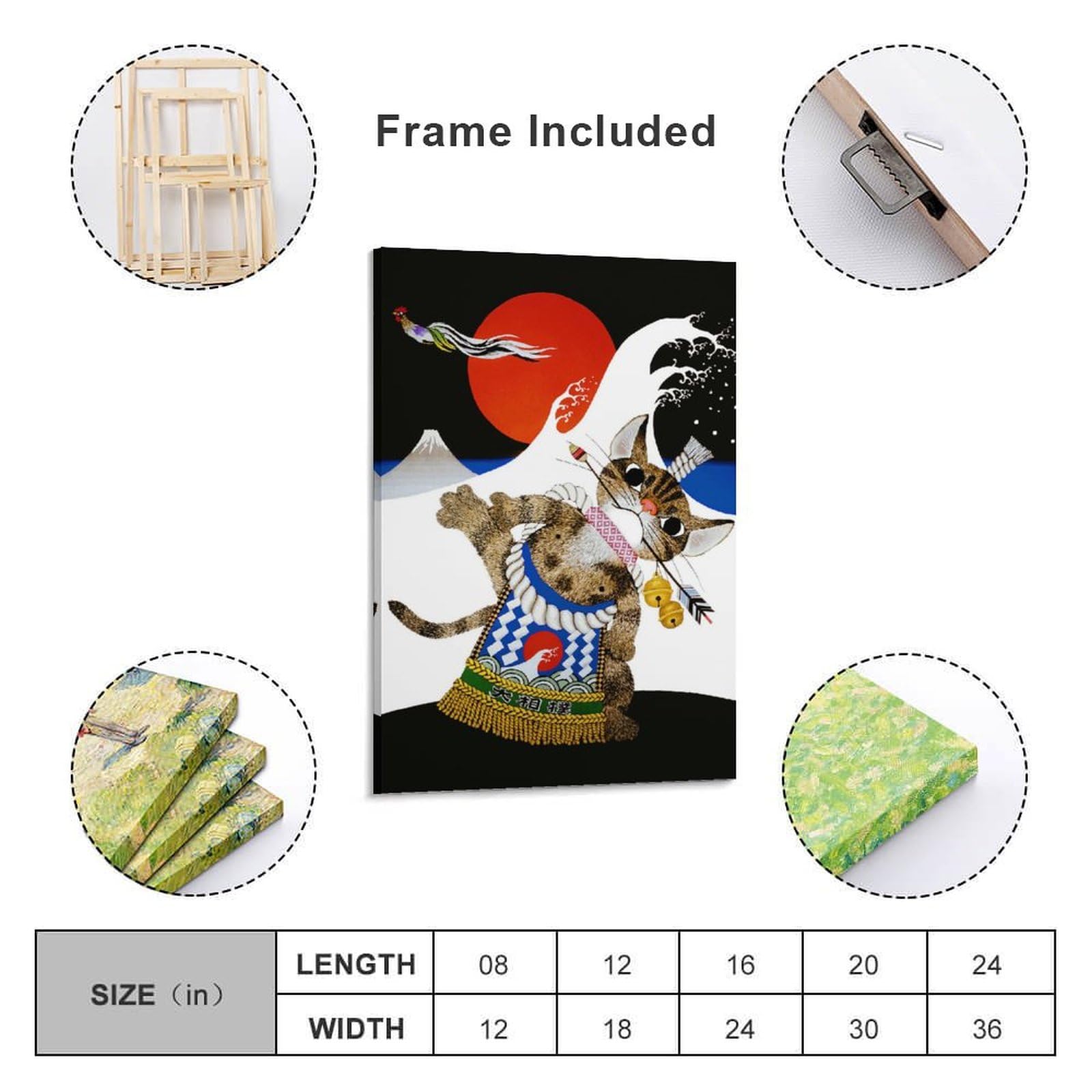 Amazon.co.jp: 藤城清治 猫の相撲とり 絵画 ポスター 工芸品の装飾品