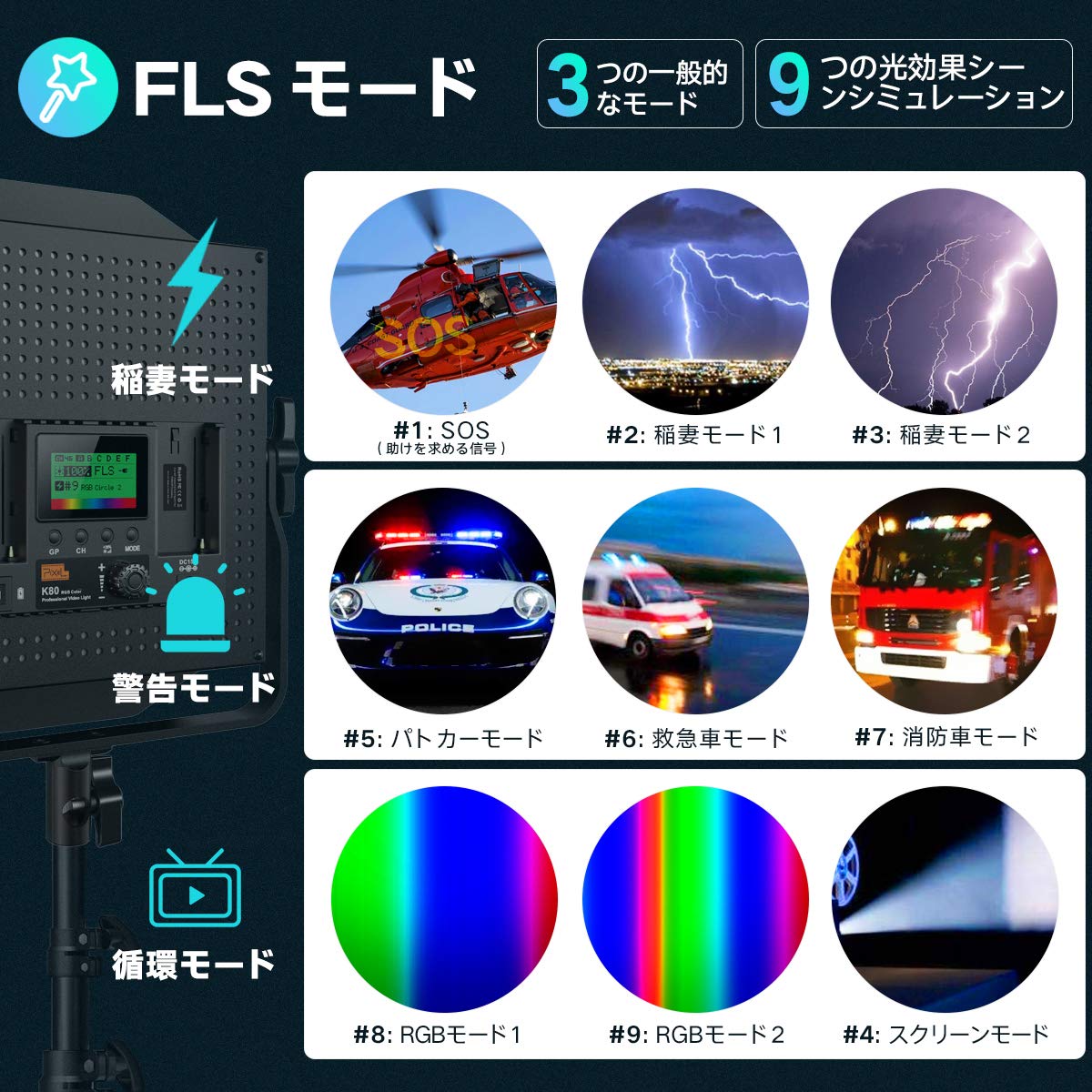 Amazon | RGB LED撮影ライト Pixel 2パック 552 LEDビデオライト 調節