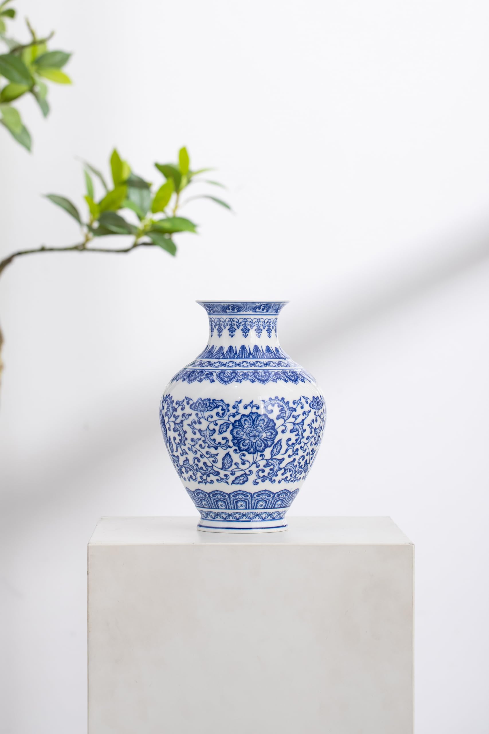 Amazon.co.jp: 青と白の花瓶、青の花瓶ホーム装飾、シノワズリー花瓶