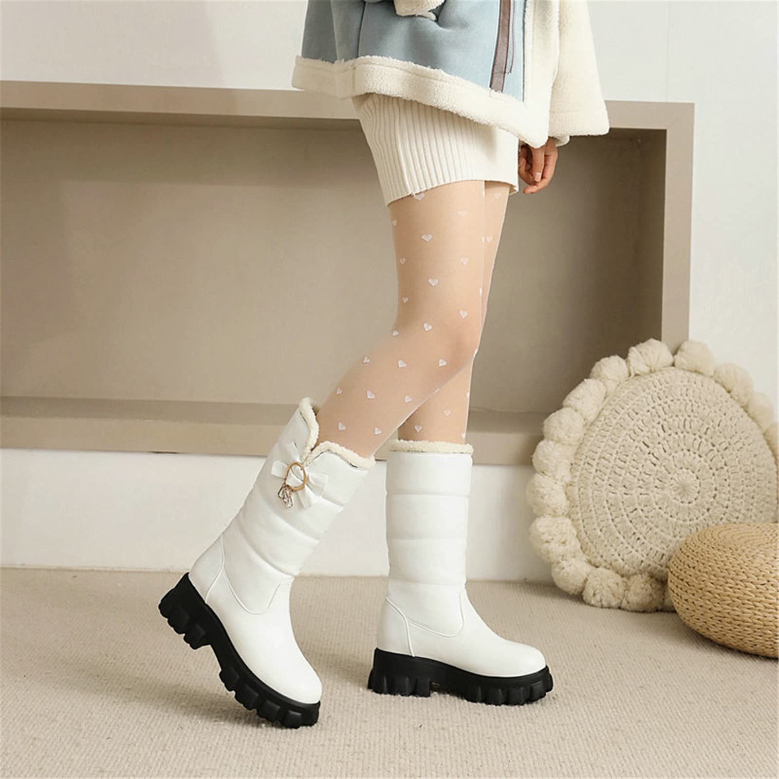 Amazon.co.jp: FFZSQ レディースウィンタースノーブーツ学生フラット