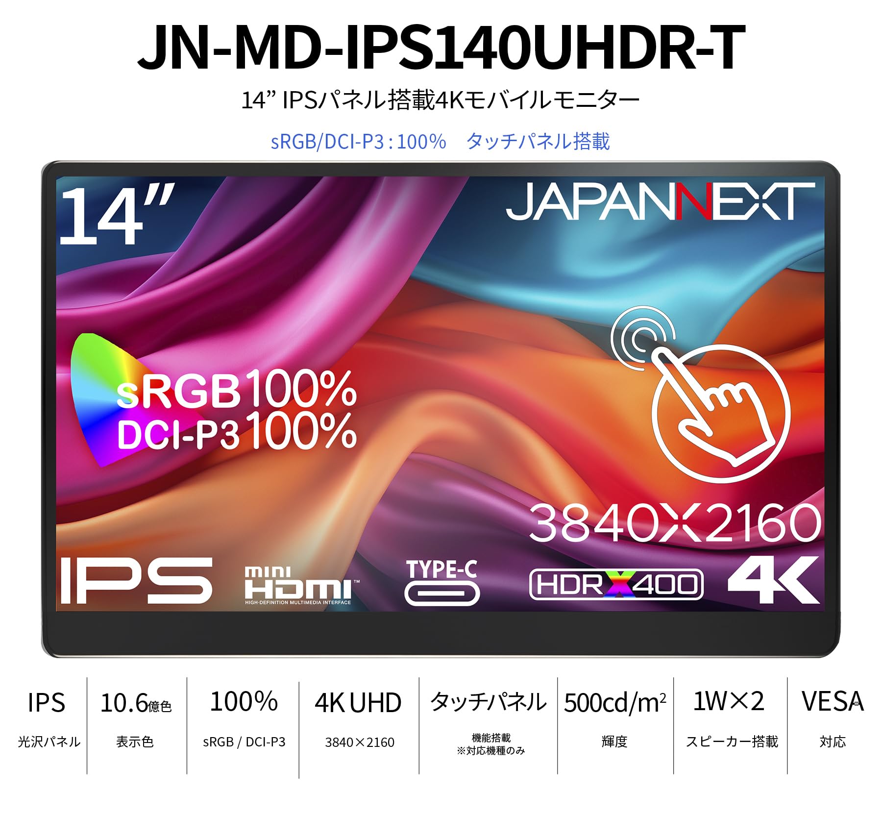 Amazon.co.jp: JAPANNEXT 14インチ モバイルモニター IPS パネル 4K