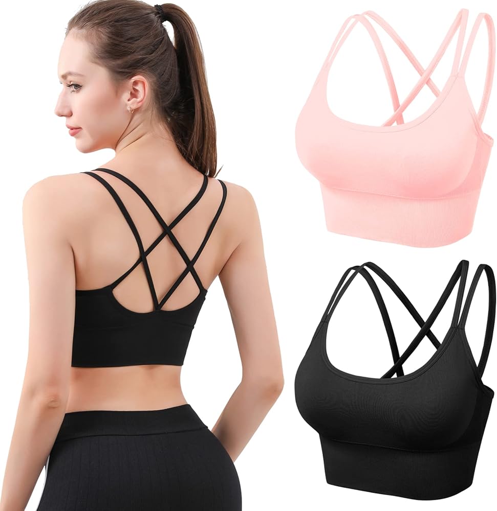 Amazon | [Mirachia] スポーツブラ 揺れない ヨガウェア 2枚組