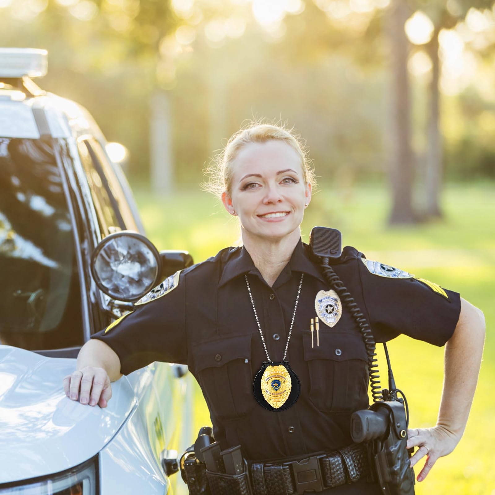 Amazon | Mezchi 警察バッジホルダー 2個パック レザーユニバーサル