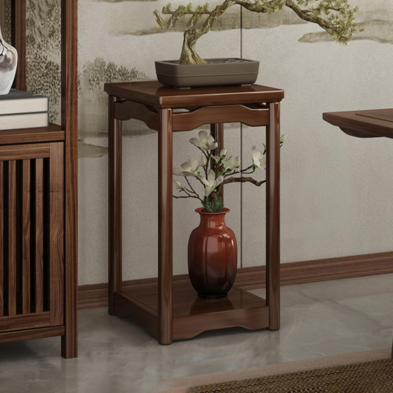 Amazon｜[KMBIGNK] 花台 アンティーク サイドテーブル 木製 レトロ