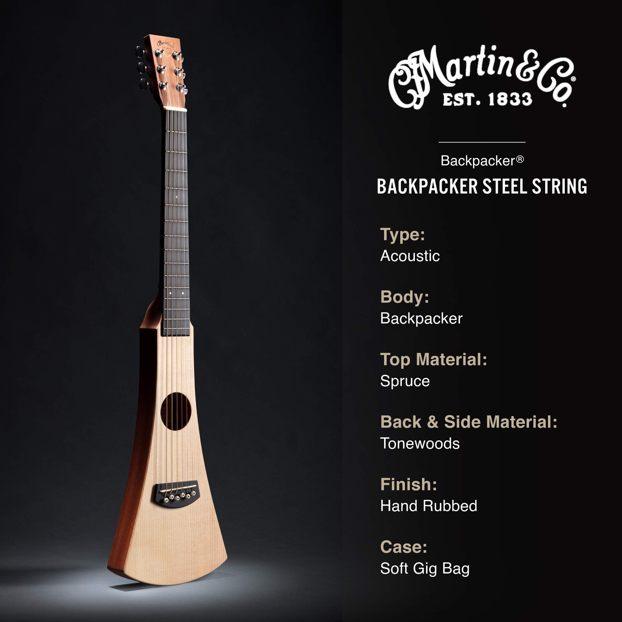 Amazon.com: Martin Steel String Backpacker Travel Guitar with Bag