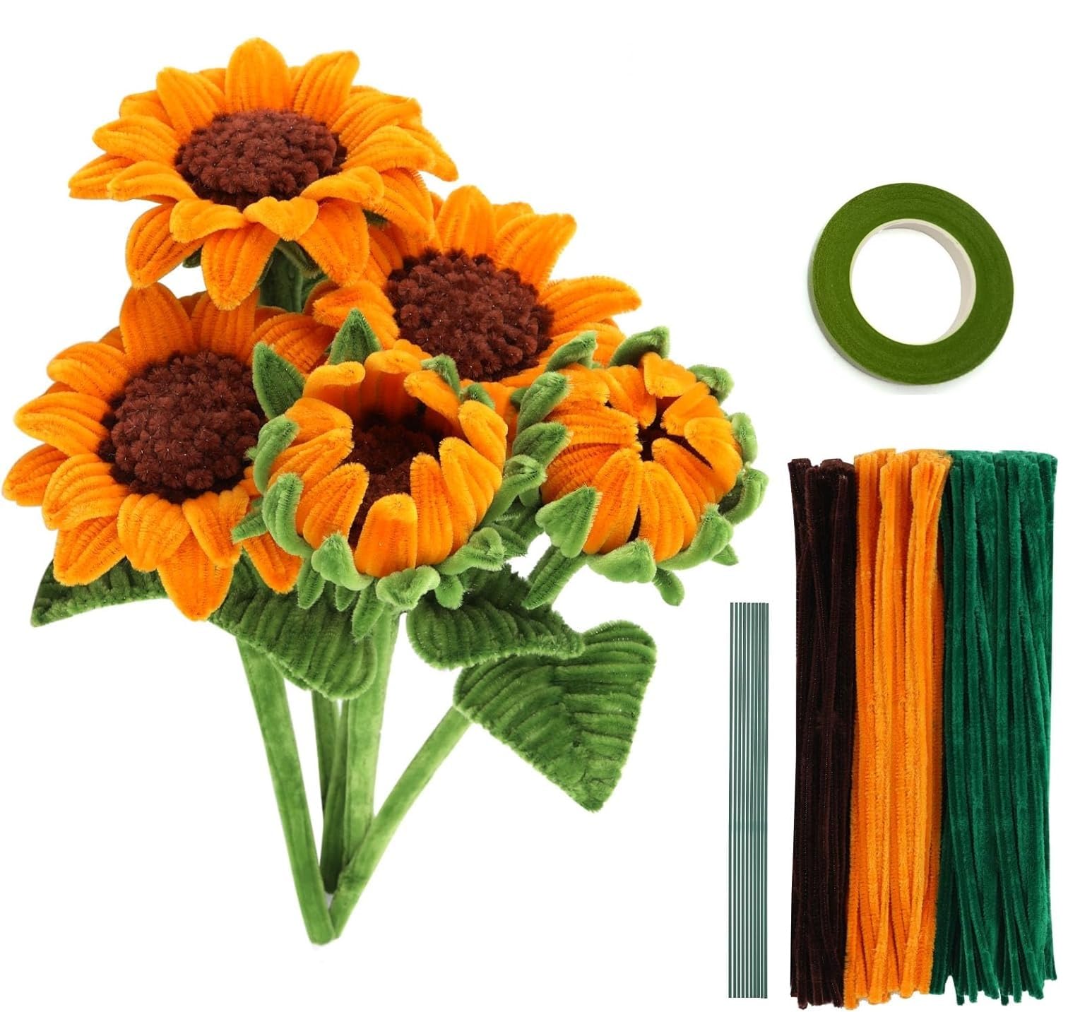 Amazon | DIFEIUKI 手芸モール 300本 ひまわり DIY造花 花束 カラー