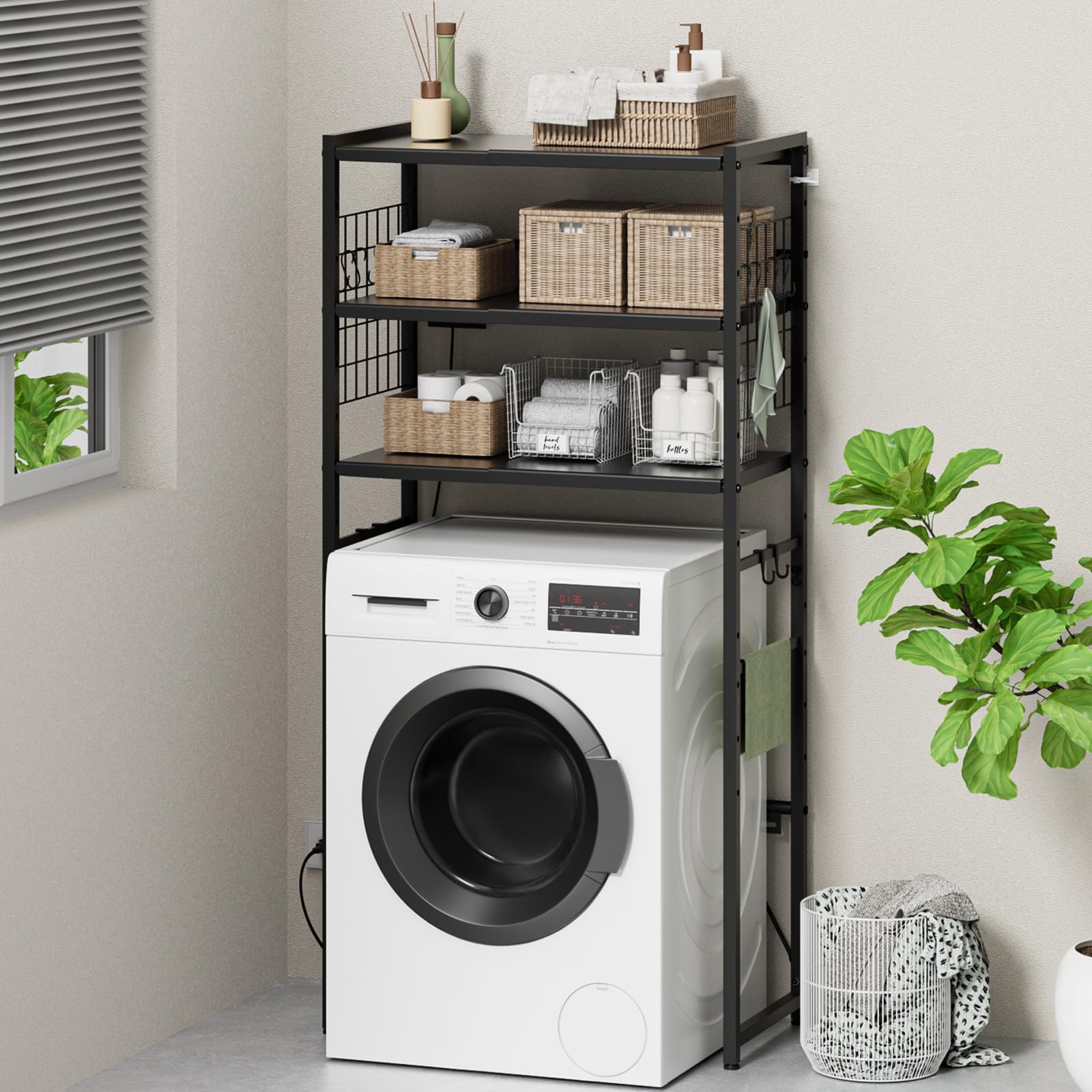 Amazon.co.jp: ゴミ箱上ラック 冷蔵庫上ラック 【幅50～80cm伸縮可・2