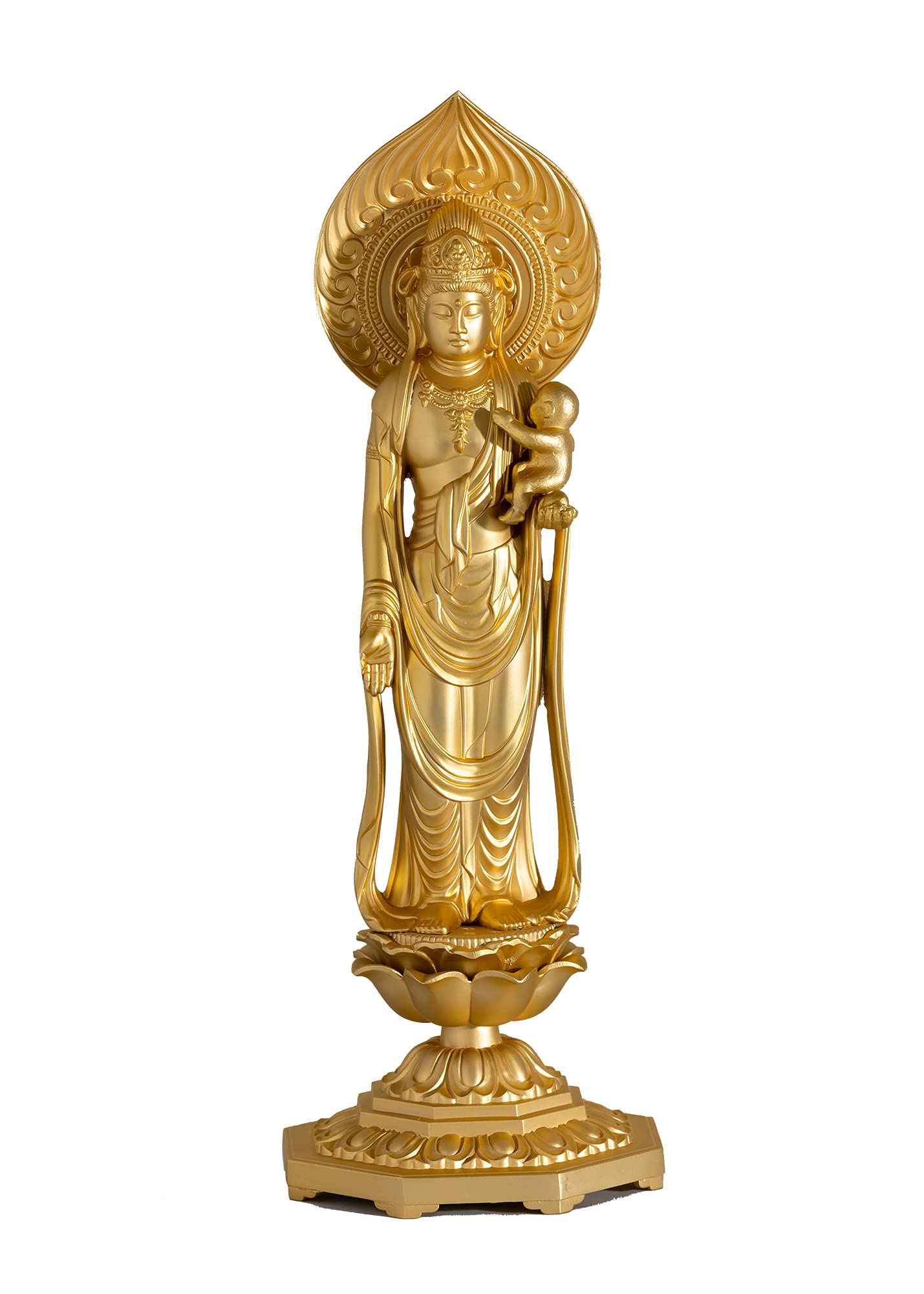 Amazon｜仏像 慈母観音菩薩 26cm（金メッキ/24金）仏師：牧田秀雲 原型
