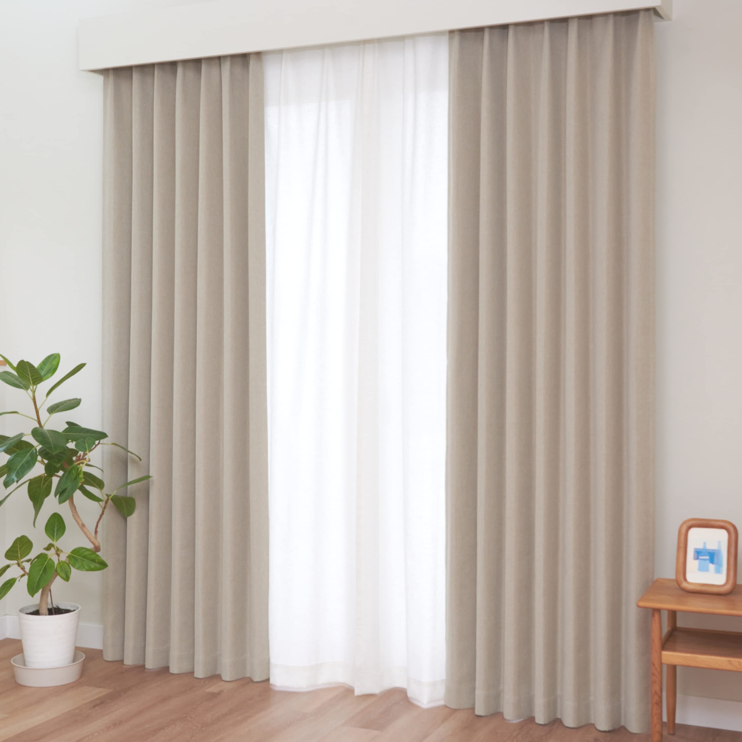 Amazon｜カーテン研究所≪二級遮光リネン風ナチュラル厚地 ベージュ
