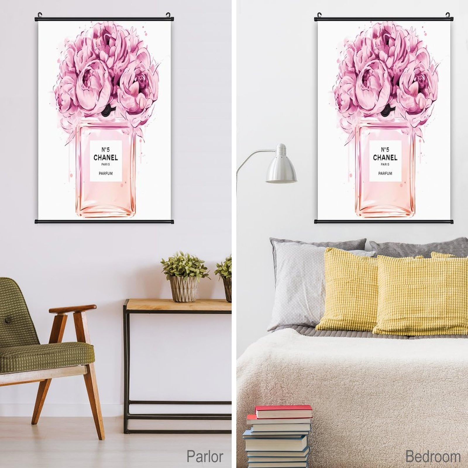 Amazon.co.jp: 「シャネルNo.5 ピオニーと香水ボトルのアートポスター