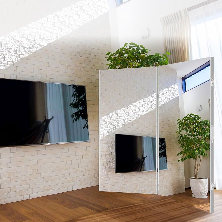 中古】ダンス鏡 折り畳み 割れない鏡 160cmx100cmx2枚 銀色2番 今だけ