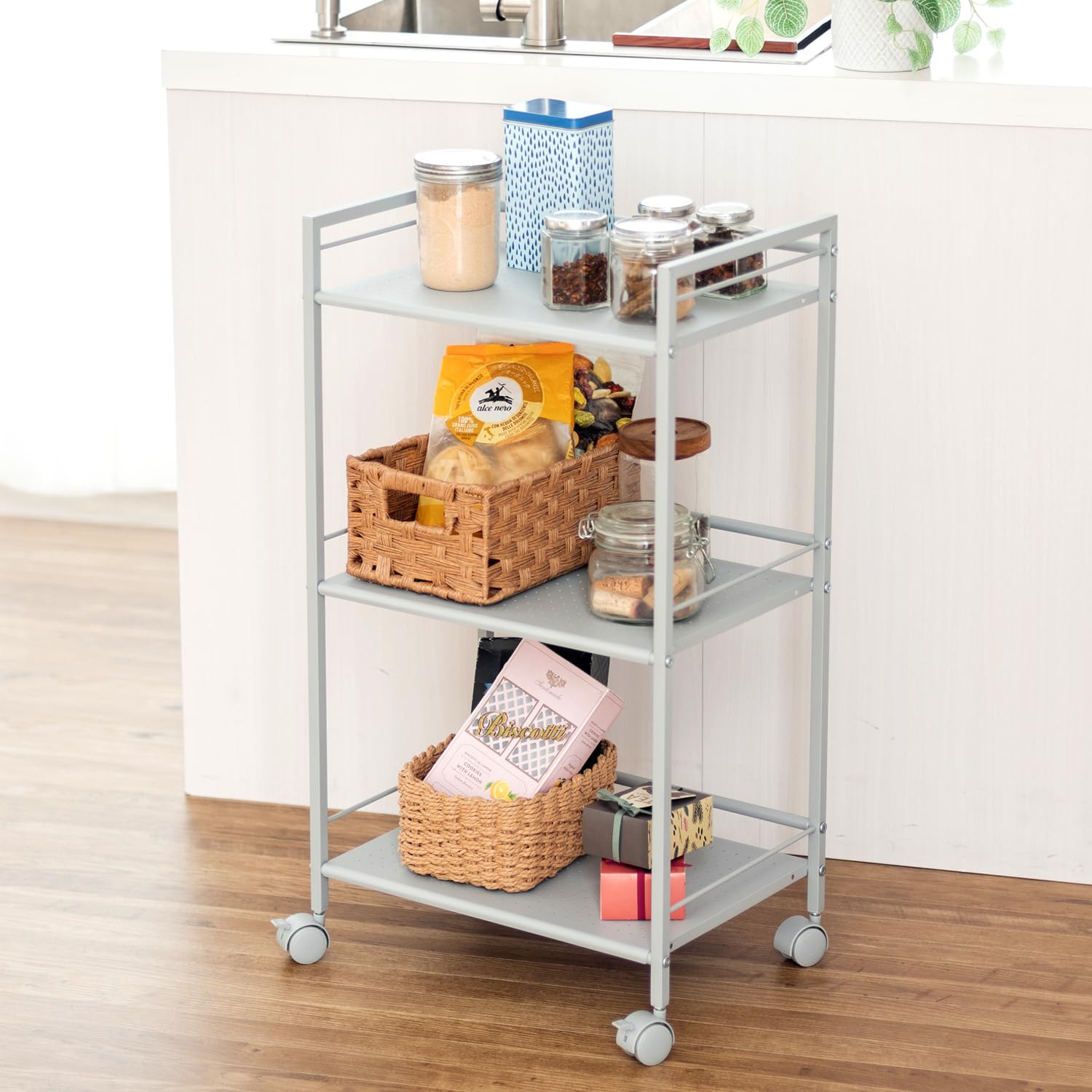 Amazon.co.jp: ドウシシャ キッチンラック キッチンワゴン 3段