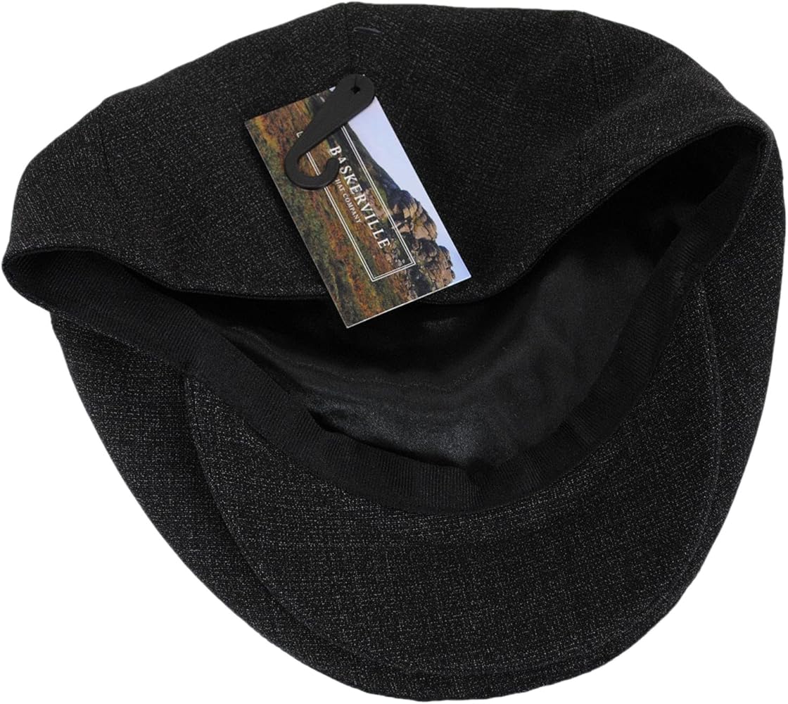 Baskerville Hat Company Branson Tweed Wool Ivy Cap (Small) Black