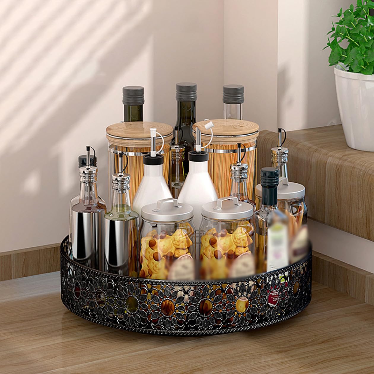 Amazon｜[FOQW] 360°回転台 スパイス収納ボックス 単層 丸型スパイス