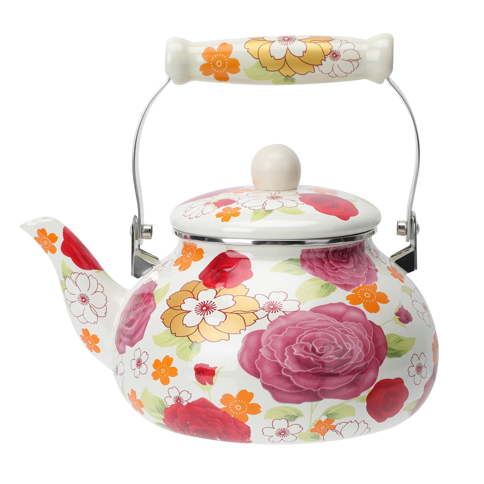 Amazon | やかん エナメルケトル おしゃれ 花柄 湯沸かし ティーポット