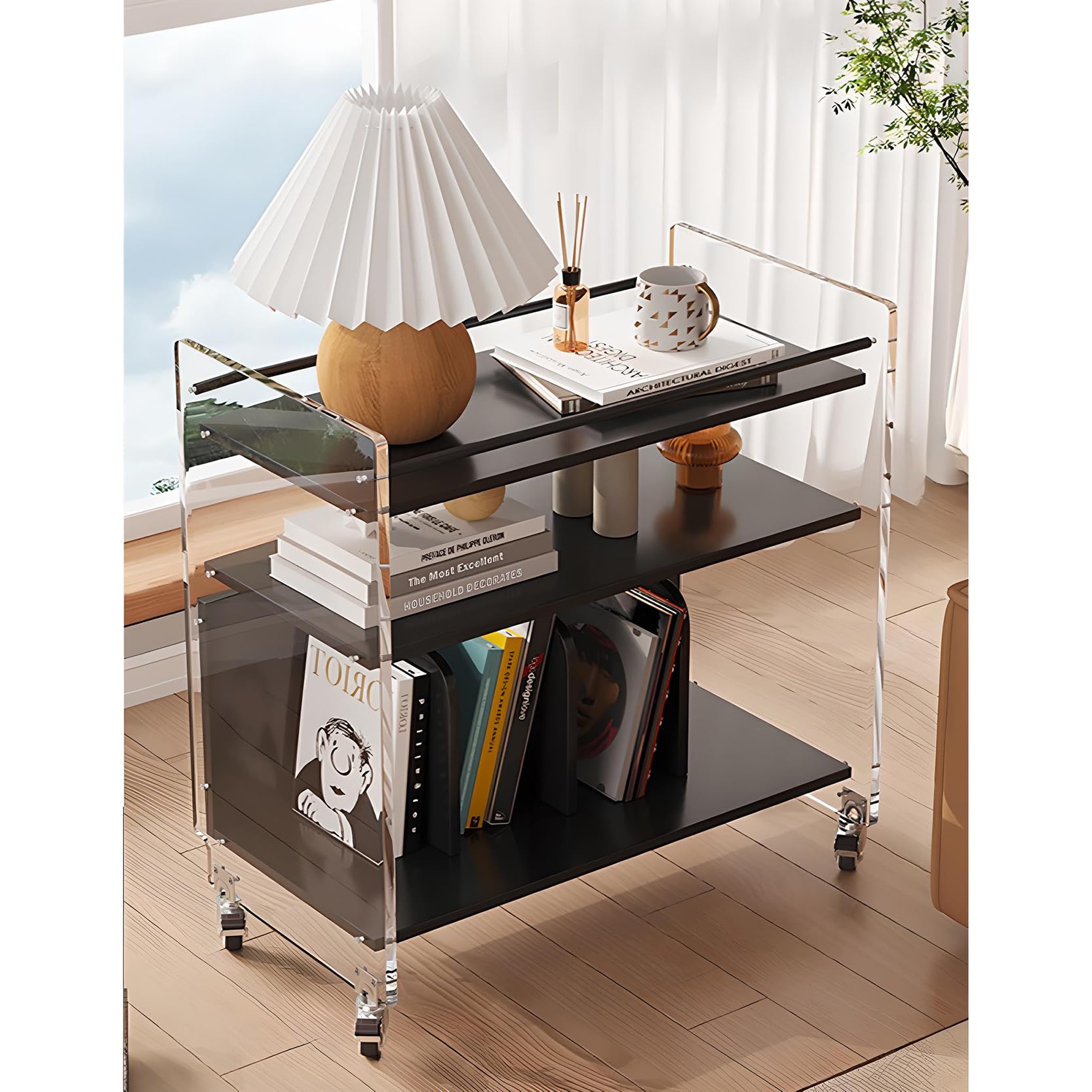 Amazon | TAIVINN サイドテーブル キャスター付き ベッドサイド