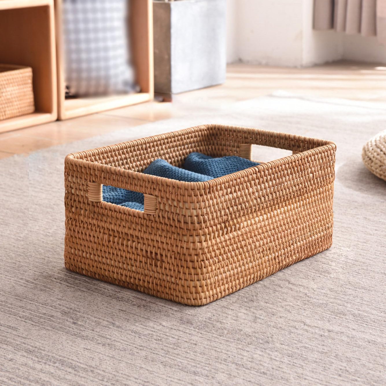 Amazon.co.jp: MJKQ9 収納ボックス 大容量 籐編み込み 32*22*14cm 籐製