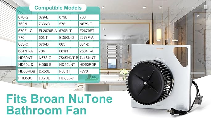 Hipoilk S97015162 Bathroom Fan Motor Assembly for Broan NuTone 676