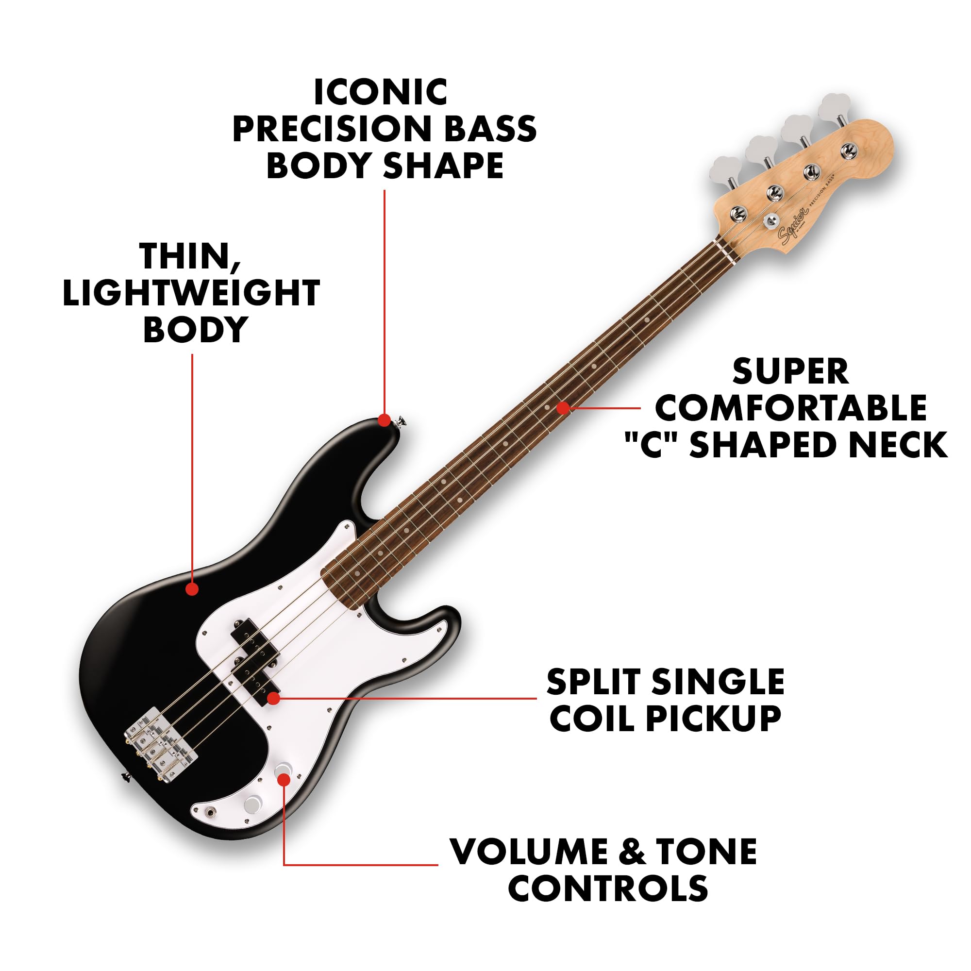 Amazon.com: Fender Squier Debut Series Precision Bass Guitar