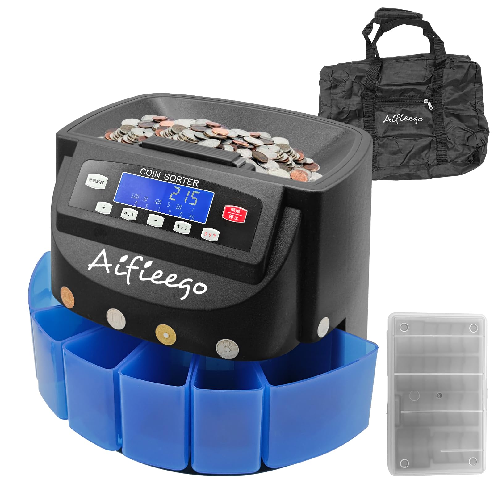 Amazon | Aifieego コインカウンター 自動 高精度硬貨計数機 小銭