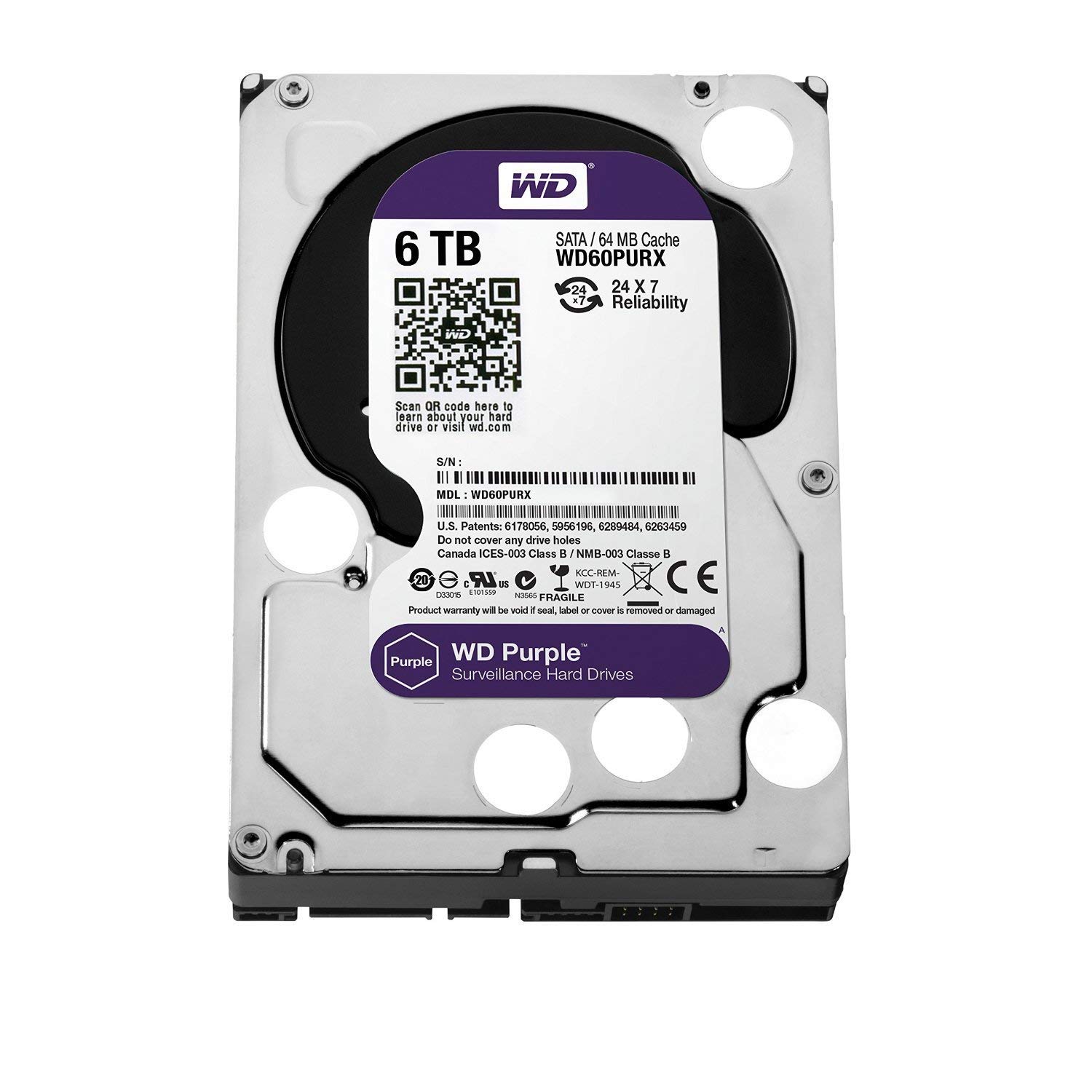 Amazon.com: WD Purple 6TB Surveillance Hard Disk Drive - 5400 RPM