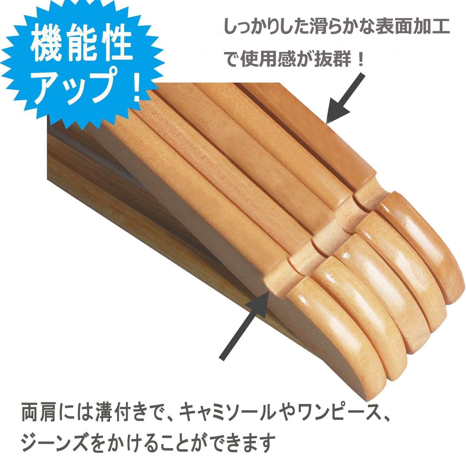 Amazon.co.jp: Qualsen 木製ハンガー 衣類ハンガー 洋服ハンガー