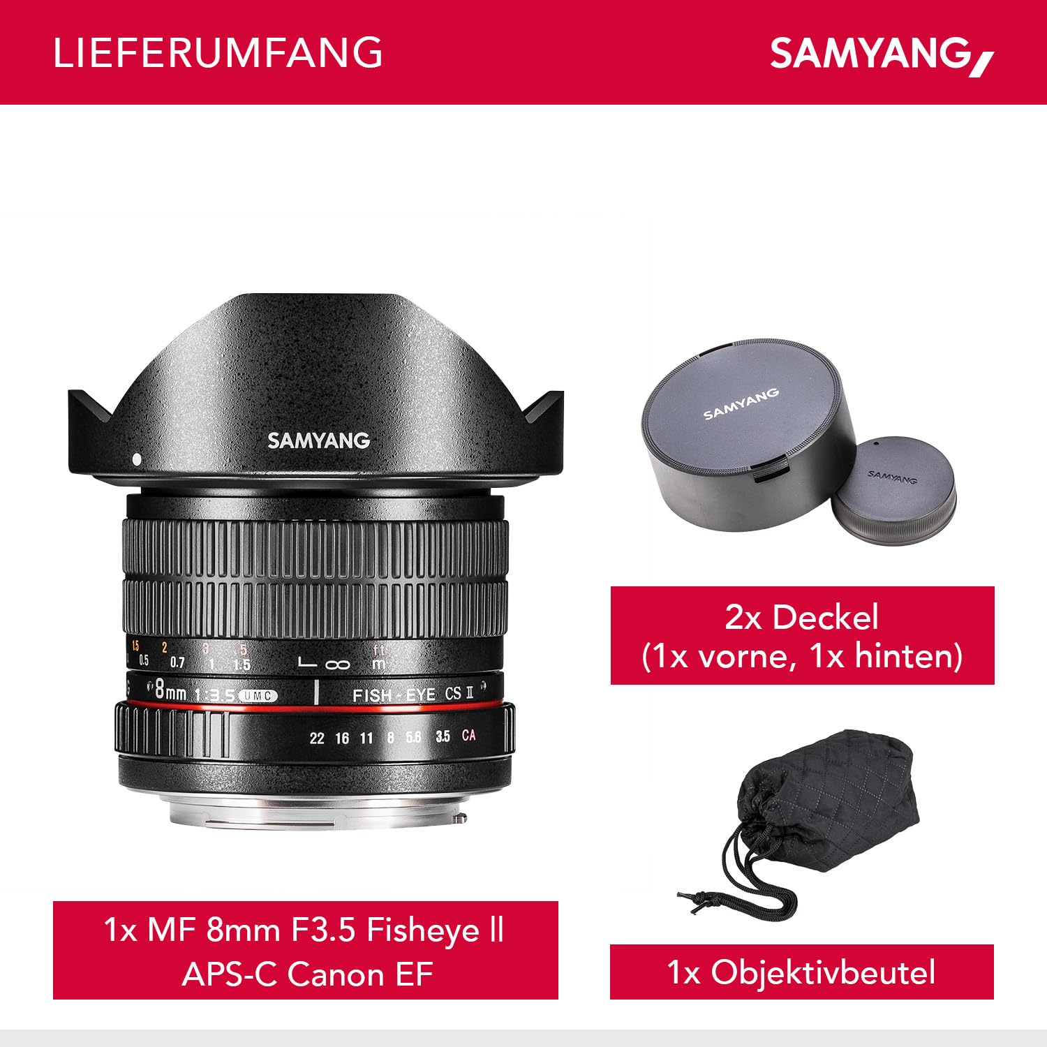 Amazon | SAMYANG 単焦点魚眼レンズ 8mm F3.5 キヤノン EF用 APS-C用