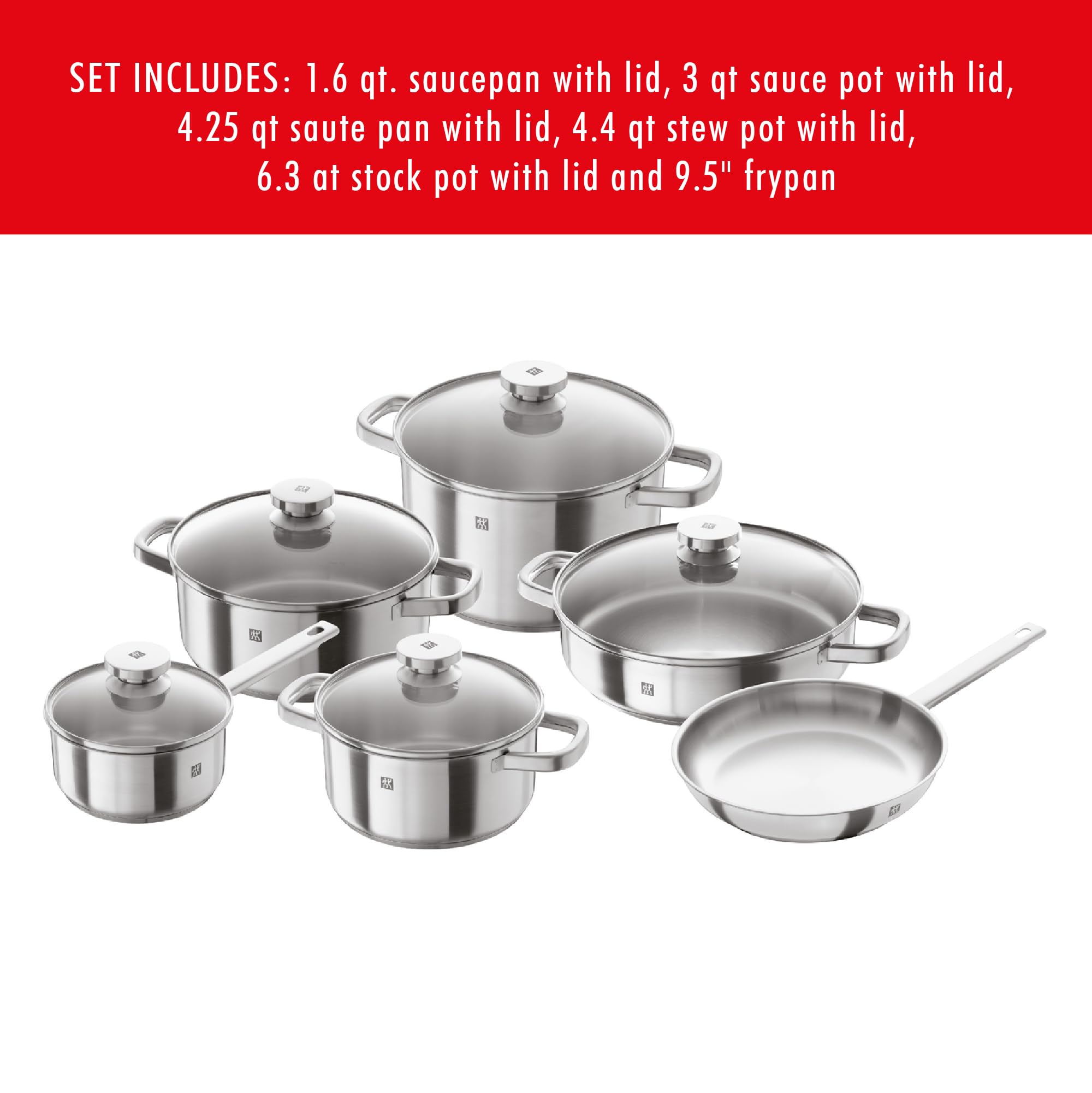ZWILLING Joy 11 Piece 18/10 Stainless Steel COOKWARE Set : Amazon