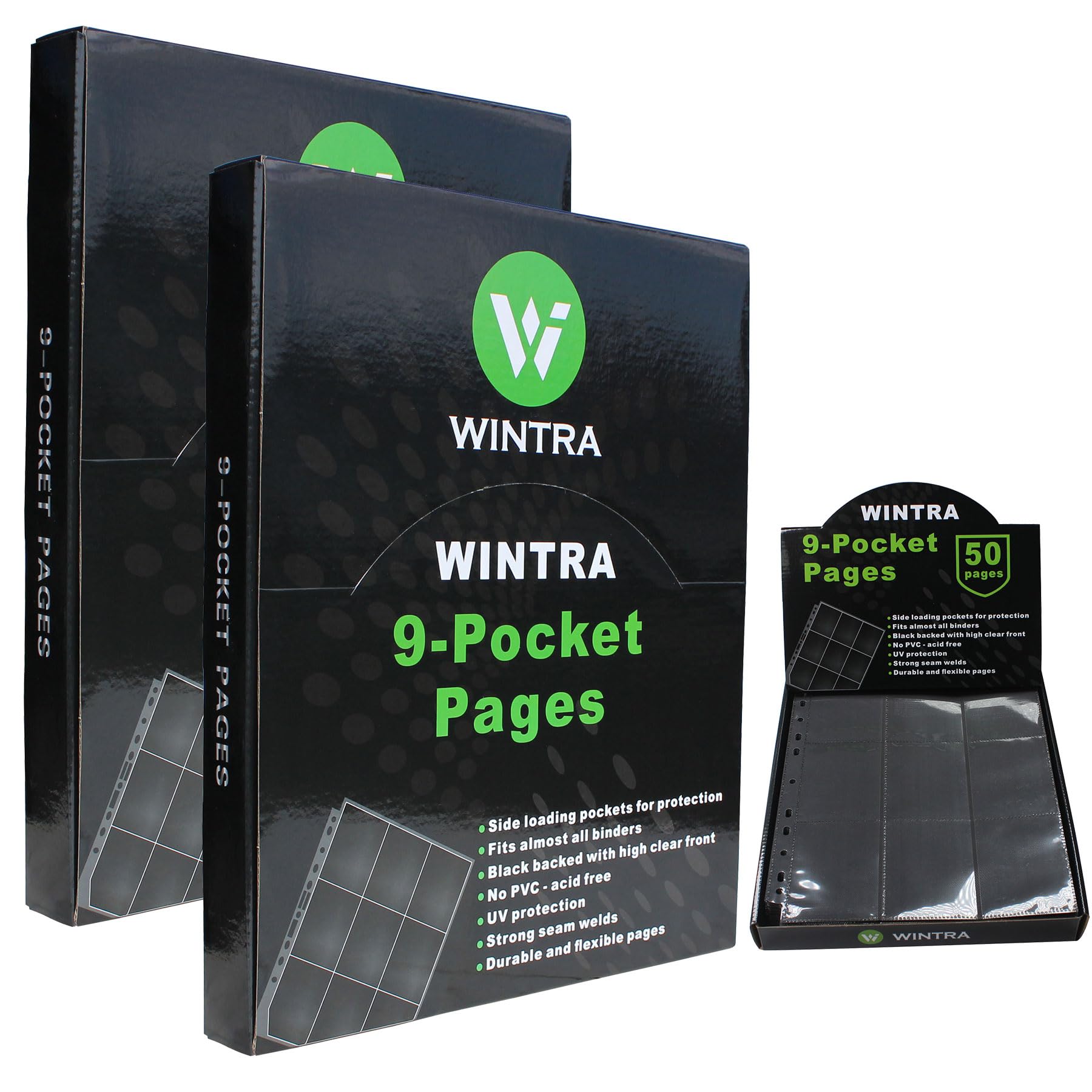 Amazon.com: WINTRA 1800 Pockets Trading Card Pages, 9-Pocket Side